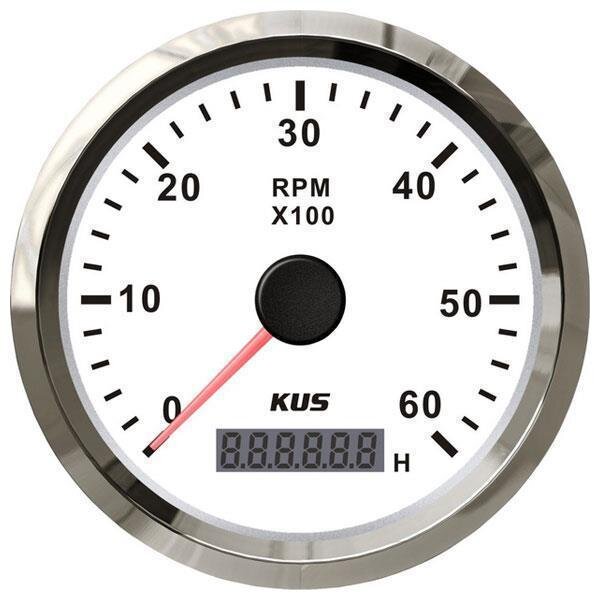 Cuentorrevoluciones KUS con contador de horas de funcionamiento para motores intraborda 0-6000 rpm - blanco