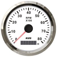 KUS Tachometer with hourmeter for inboards 0-8000 rpm -...