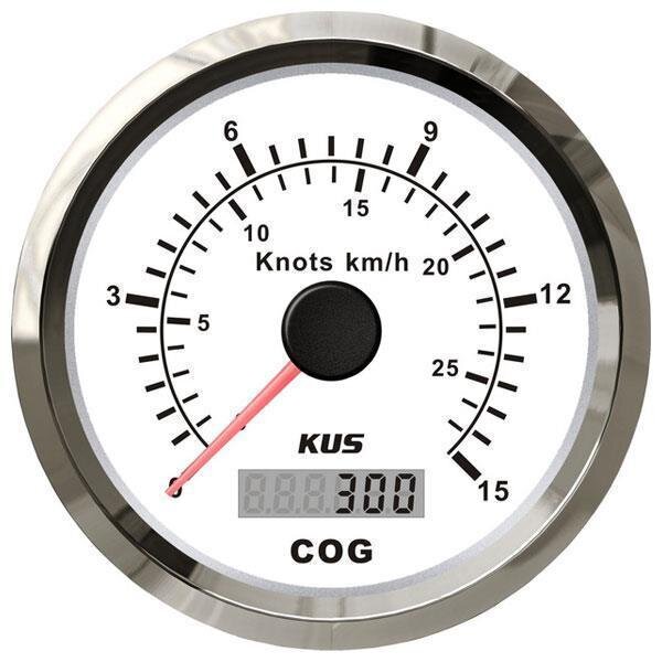 Velocímetro GPS KUS con indicador analógico de velocidad y rumbo digital