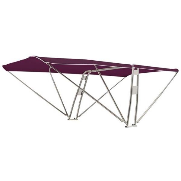 Toldo Bimini / toldo parasol SUPERIOR con soporte para equipos BARCA  - Ancho 200 cm / Altura 130 cm - Burdeos (5034)