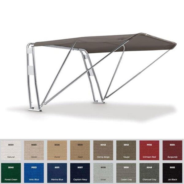 Toldo bimini / toldo parasol FRONT SUPERIOR con soporte para equipos BARCA - Ancho 200 cm / Altura 130 cm - Oyster (5030)