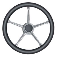 Steering wheel - stainless steel / black (&Oslash; 350 mm)