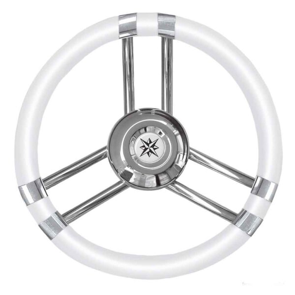 Steering wheel - stainless steel / white (Ø 400 mm)