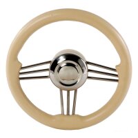 Steering wheel - stainless steel / beige (Ø 350 mm)